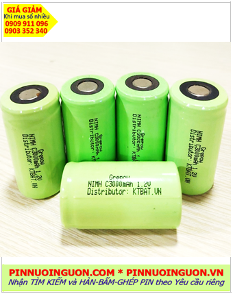 Pin sạc 1.2v C3000mAh, Pin sạc công nghiệp đầu bằng NiMh C3000mAh 1.2v, Cell pin Grepow NiMh C3000mAh 1.2v